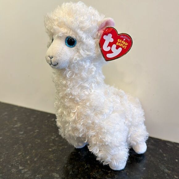 TY Beanie Baby 6" LILY White Llama Plush Animal Stuffed Toy MWMTs Ty Heart Tags - Picture 1 of 10